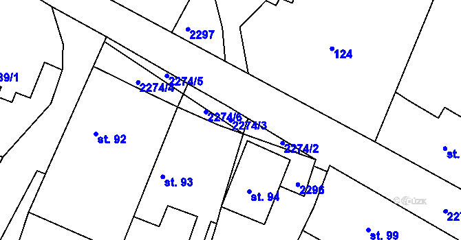 Parcela st. 2274/3 v KÚ Nekvasovy, Katastrální mapa