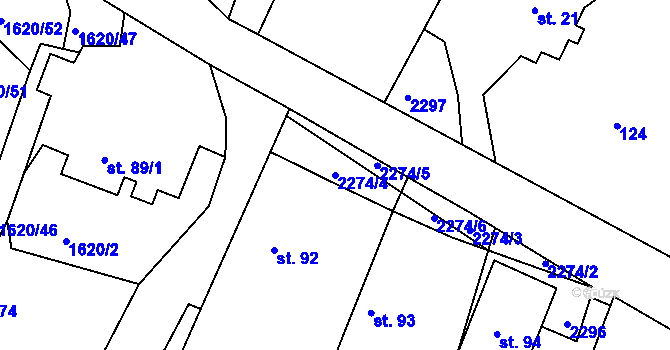 Parcela st. 2274/4 v KÚ Nekvasovy, Katastrální mapa