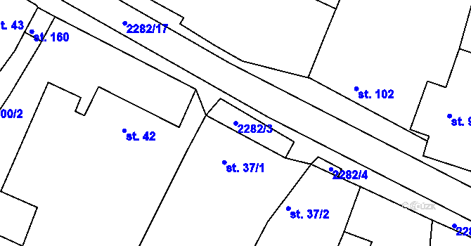 Parcela st. 2282/3 v KÚ Nekvasovy, Katastrální mapa