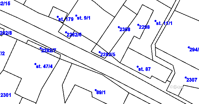 Parcela st. 2282/5 v KÚ Nekvasovy, Katastrální mapa