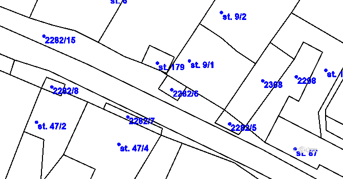 Parcela st. 2282/6 v KÚ Nekvasovy, Katastrální mapa