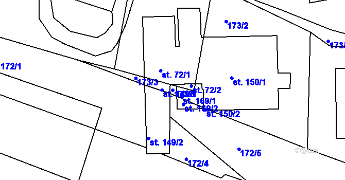 Parcela st. 173/5 v KÚ Nekvasovy, Katastrální mapa