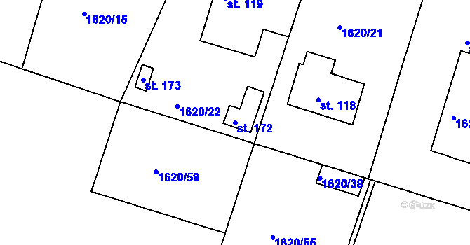 Parcela st. 172 v KÚ Nekvasovy, Katastrální mapa