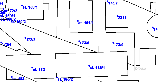 Parcela st. 173/6 v KÚ Nekvasovy, Katastrální mapa