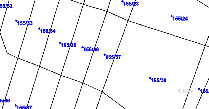 Parcela st. 155/37 v KÚ Nekvasovy, Katastrální mapa
