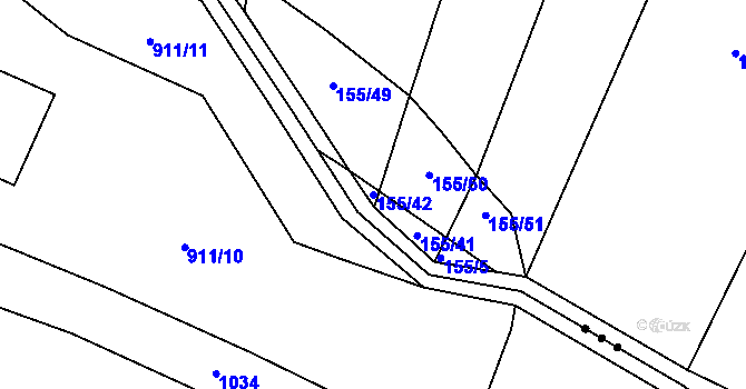 Parcela st. 155/42 v KÚ Nekvasovy, Katastrální mapa