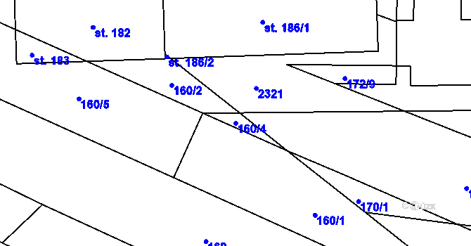 Parcela st. 160/4 v KÚ Nekvasovy, Katastrální mapa