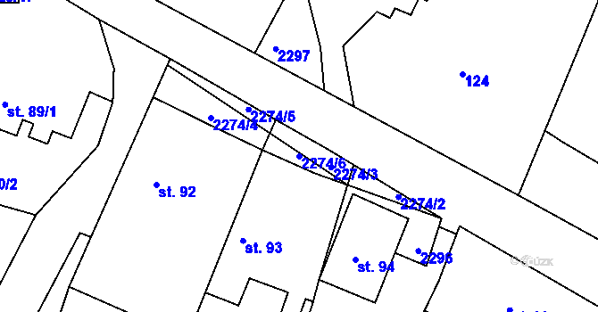 Parcela st. 2274/6 v KÚ Nekvasovy, Katastrální mapa