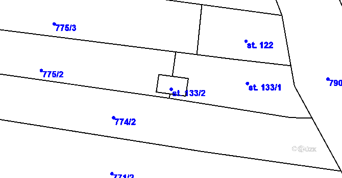 Parcela st. 133/2 v KÚ Nekvasovy, Katastrální mapa