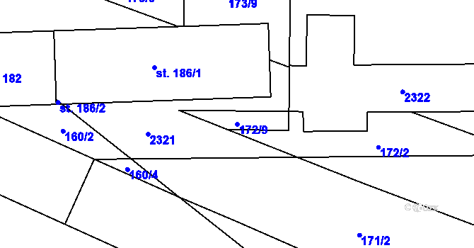 Parcela st. 172/9 v KÚ Nekvasovy, Katastrální mapa