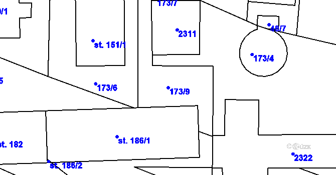Parcela st. 173/9 v KÚ Nekvasovy, Katastrální mapa