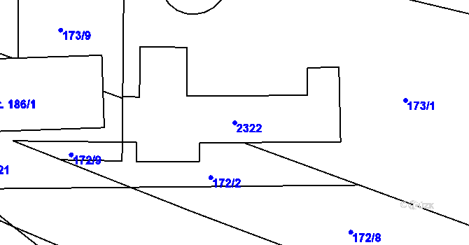 Parcela st. 2322 v KÚ Nekvasovy, Katastrální mapa