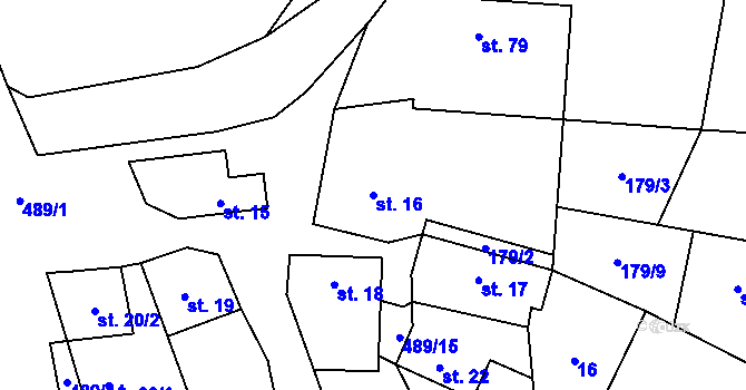 Parcela st. 16 v KÚ Lešany u Nelahozevsi, Katastrální mapa