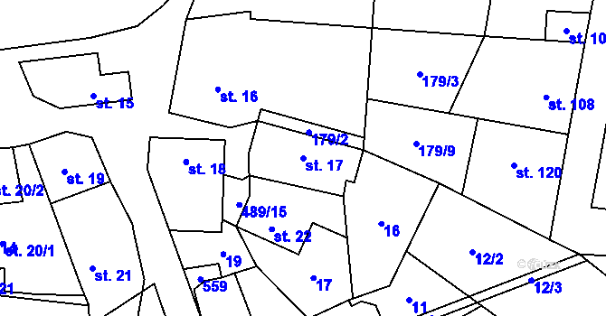 Parcela st. 17 v KÚ Lešany u Nelahozevsi, Katastrální mapa