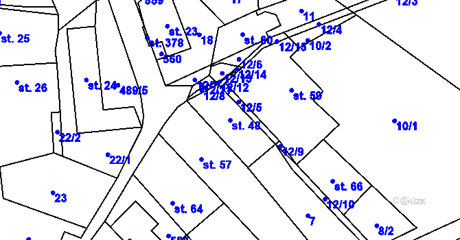 Parcela st. 48 v KÚ Lešany u Nelahozevsi, Katastrální mapa