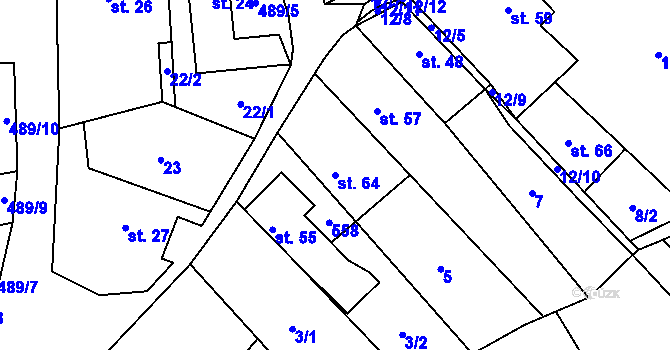Parcela st. 64 v KÚ Lešany u Nelahozevsi, Katastrální mapa