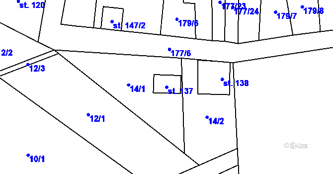 Parcela st. 137 v KÚ Lešany u Nelahozevsi, Katastrální mapa