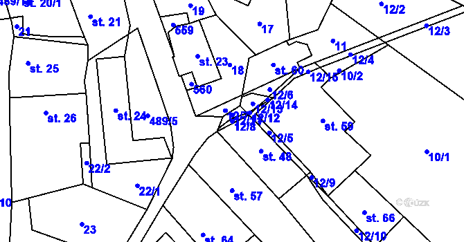 Parcela st. 12/8 v KÚ Lešany u Nelahozevsi, Katastrální mapa