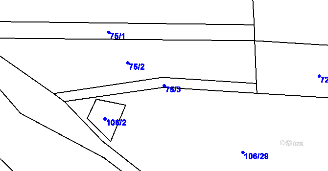 Parcela st. 75/3 v KÚ Lešany u Nelahozevsi, Katastrální mapa