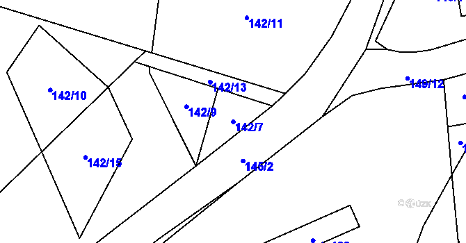 Parcela st. 142/7 v KÚ Lešany u Nelahozevsi, Katastrální mapa