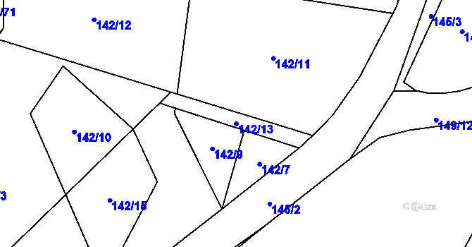 Parcela st. 142/13 v KÚ Lešany u Nelahozevsi, Katastrální mapa