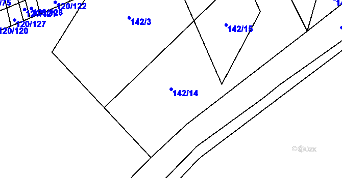 Parcela st. 142/14 v KÚ Lešany u Nelahozevsi, Katastrální mapa