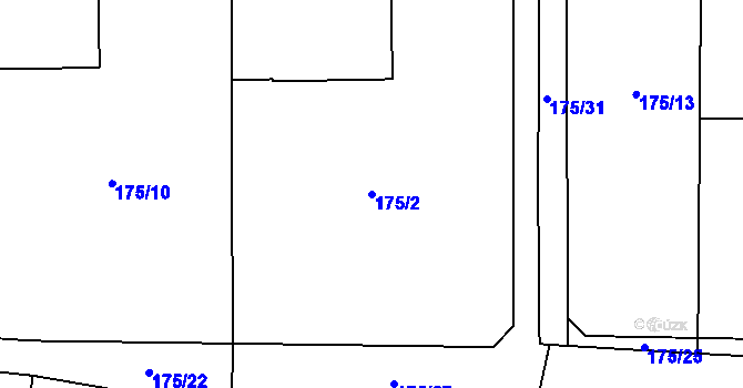 Parcela st. 175/2 v KÚ Lešany u Nelahozevsi, Katastrální mapa