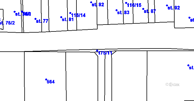 Parcela st. 175/11 v KÚ Lešany u Nelahozevsi, Katastrální mapa