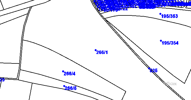 Parcela st. 266/1 v KÚ Lešany u Nelahozevsi, Katastrální mapa