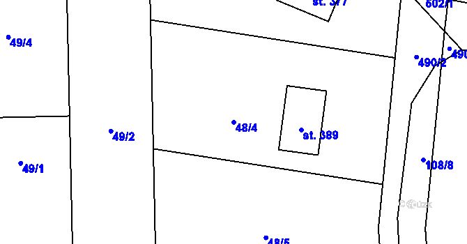 Parcela st. 48/4 v KÚ Lešany u Nelahozevsi, Katastrální mapa