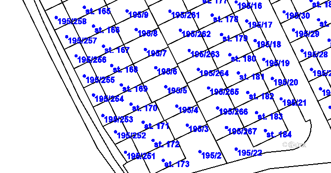 Parcela st. 195/5 v KÚ Lešany u Nelahozevsi, Katastrální mapa