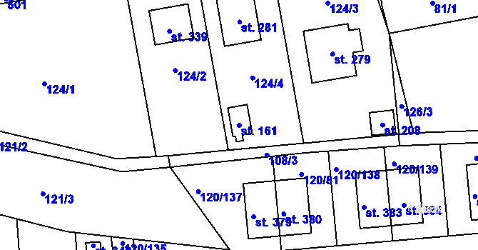 Parcela st. 161 v KÚ Lešany u Nelahozevsi, Katastrální mapa