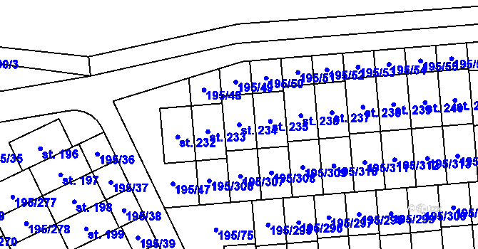 Parcela st. 234 v KÚ Lešany u Nelahozevsi, Katastrální mapa