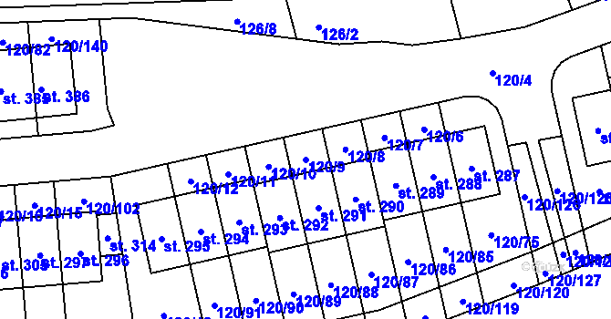 Parcela st. 120/9 v KÚ Lešany u Nelahozevsi, Katastrální mapa