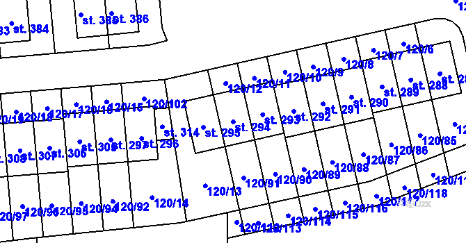 Parcela st. 294 v KÚ Lešany u Nelahozevsi, Katastrální mapa