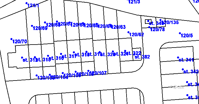 Parcela st. 320 v KÚ Lešany u Nelahozevsi, Katastrální mapa
