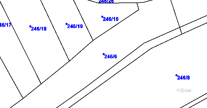 Parcela st. 246/6 v KÚ Lešany u Nelahozevsi, Katastrální mapa