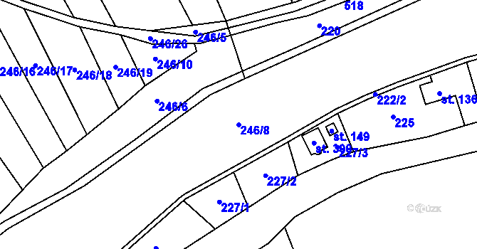 Parcela st. 246/8 v KÚ Lešany u Nelahozevsi, Katastrální mapa