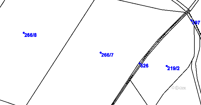 Parcela st. 266/7 v KÚ Lešany u Nelahozevsi, Katastrální mapa