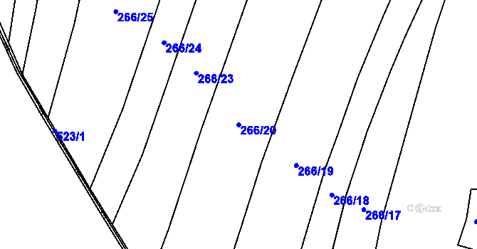 Parcela st. 266/20 v KÚ Lešany u Nelahozevsi, Katastrální mapa