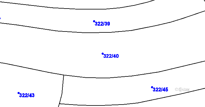 Parcela st. 322/40 v KÚ Lešany u Nelahozevsi, Katastrální mapa