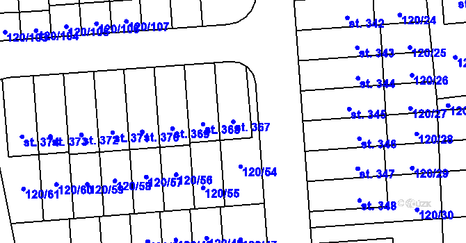 Parcela st. 367 v KÚ Lešany u Nelahozevsi, Katastrální mapa