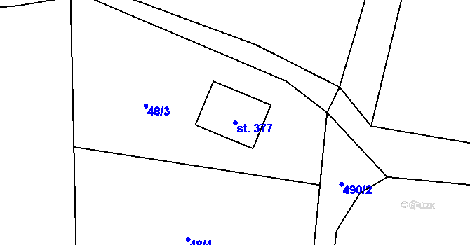 Parcela st. 377 v KÚ Lešany u Nelahozevsi, Katastrální mapa