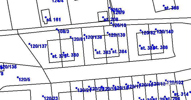Parcela st. 383 v KÚ Lešany u Nelahozevsi, Katastrální mapa