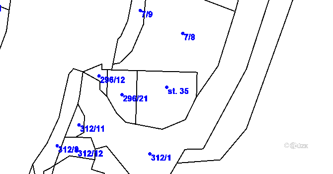 Parcela st. 35 v KÚ Nelahozeves, Katastrální mapa