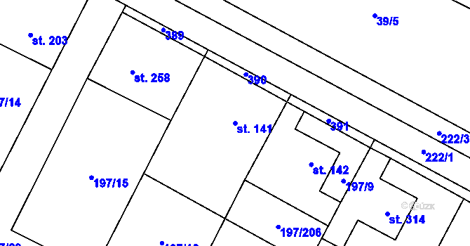 Parcela st. 141 v KÚ Nelahozeves, Katastrální mapa