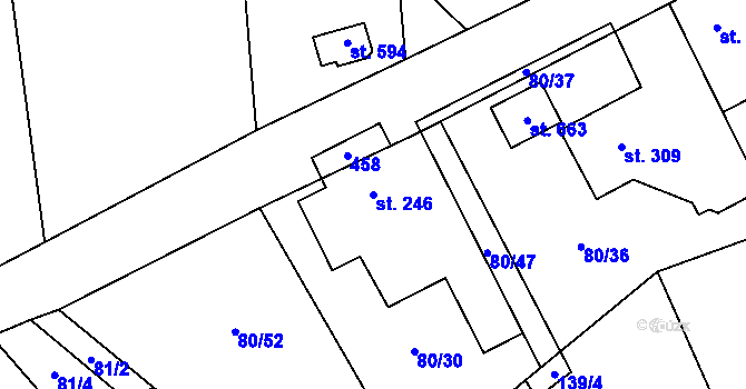 Parcela st. 246 v KÚ Nelahozeves, Katastrální mapa