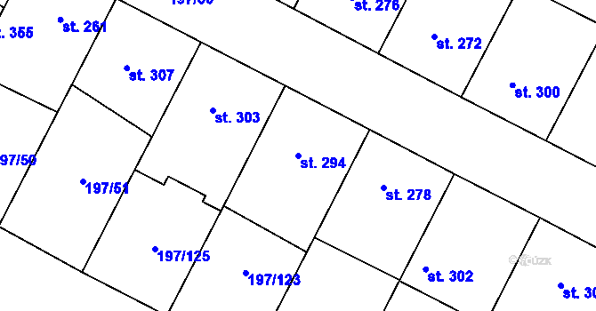 Parcela st. 294 v KÚ Nelahozeves, Katastrální mapa