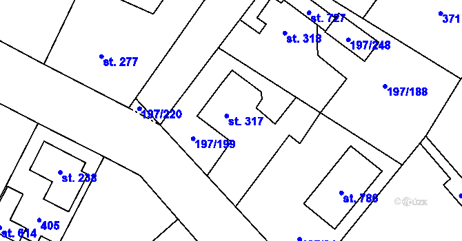 Parcela st. 317 v KÚ Nelahozeves, Katastrální mapa