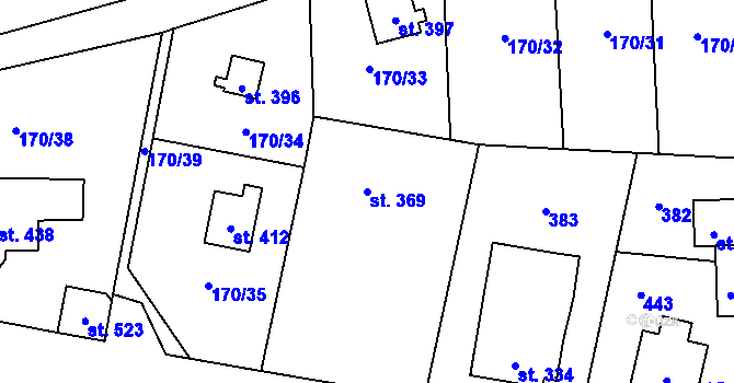 Parcela st. 369 v KÚ Nelahozeves, Katastrální mapa